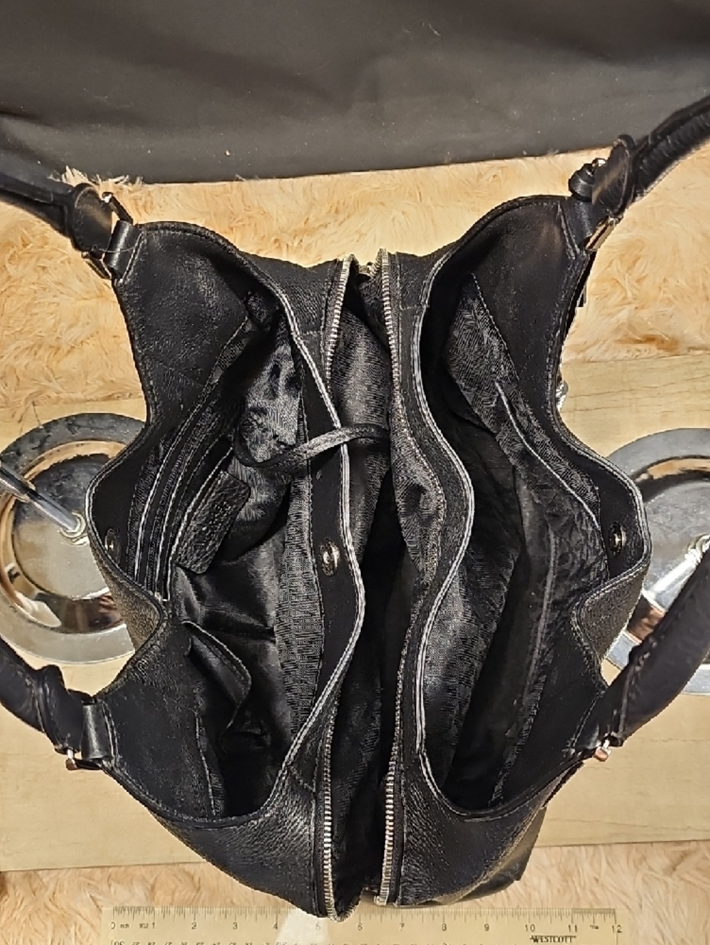 Michael Kors Black Leather Double-Handle Shoulder Bag - Picture 12 of 15